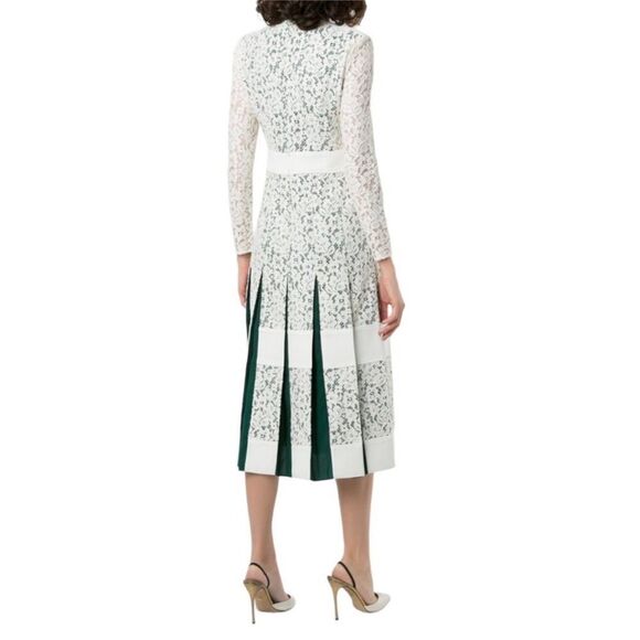 Tory Burch Lace Godet Dress - 4 ~ Ivory / Green - Picture 14 of 16